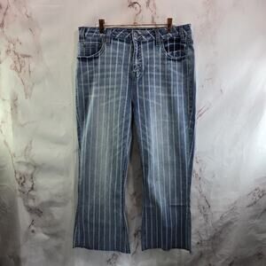 Rock & Roll Denim Jeans Womens 34 X 27 Crop Stripe High Rise Flare Bell Bottom